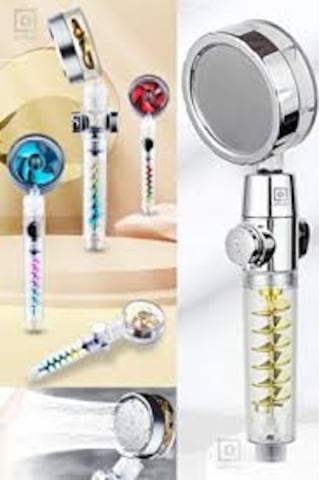 Hasel Turbo Pervaneli Şeffaf Renkli Mafsallı Duş Seti