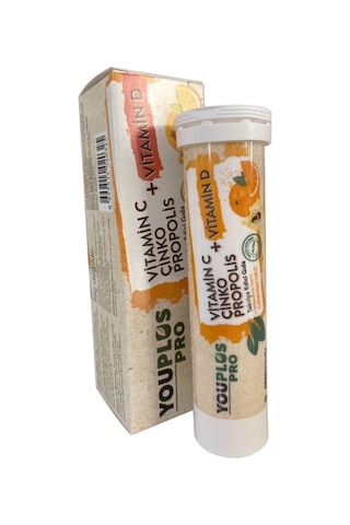 Youplus Pro Vitamin C D Çinko Propolis 15 Efervesan Tablet