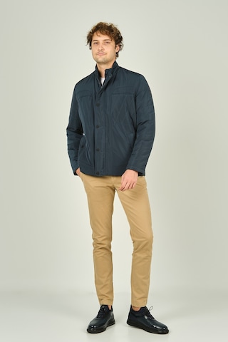 Lucas Erkek Fermuar Ve Çıtçıt Kapamalı Hakim Yaka Kaban 4785 Açık Lacivert Açık Lacivert