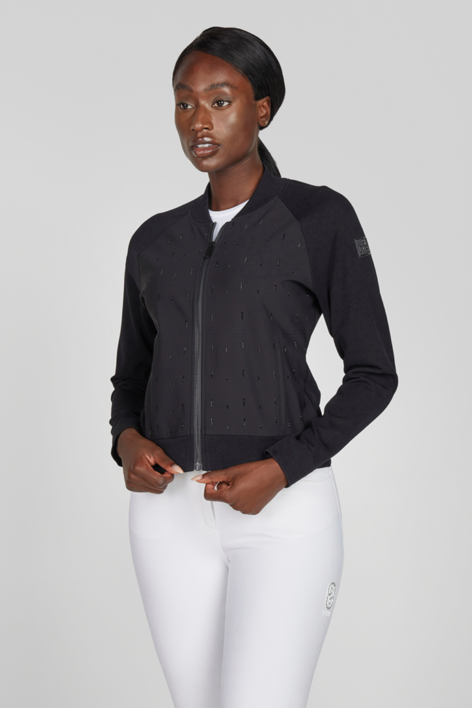 Pikeur Selection 1325 Taş Detaylı Lüks Hybrid Blouson Kadın Spor Ceket Siyah