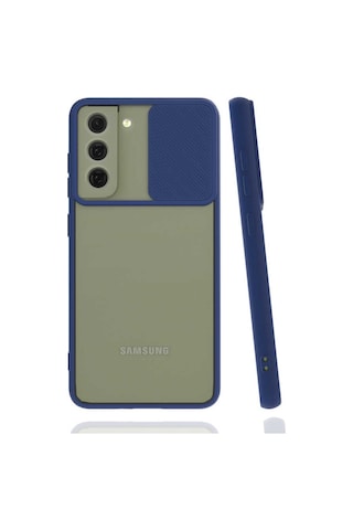 Noktaks Samsung Galaxy Uyumlu S21 Fe Kılıf Slayt Sürgülü Arkası Buzlu Lensi Kapak Lila T18095