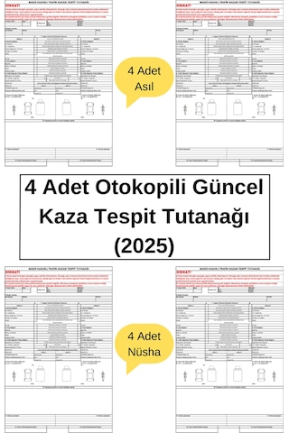4 Adet Otokopili Güncel Kaza Tespit Tutanağı 2025