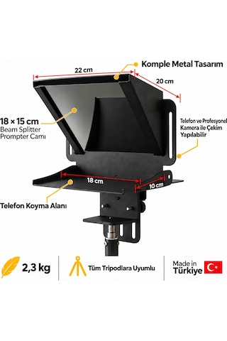 Pratic Teleprompter Pro Plus Set Kumanda Çanta Tripod Yerli Üretim
