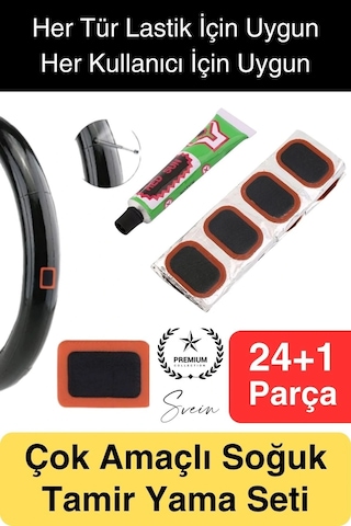 Ekstra Güçlü Araba Bisiklet Motosiklet Soğuk Yama Lastik Tamir Yaması Seti 24 Parça Kolay Pratik