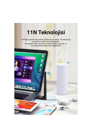 Dm Ad081 150 Mbps Usb Wireless Adaptör Wifi Alıcı Verici Access Point