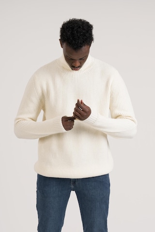 Regular Kesim Kalın Örgülü Yünlü Tam Balıkçı Triko Kazak Krem