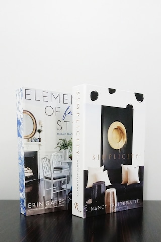 2'li Dekoratif Kitap Kutu Görünümlü Elements Mavi & Simplecity Temalı