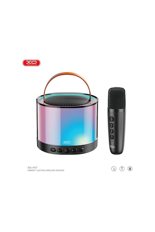 F47 20w Rgb Işıklı 1200 Mah Bluetooth Kablosuz Usb-c Girişli Hoparlör Ve Karaoke Mikrofonu Set