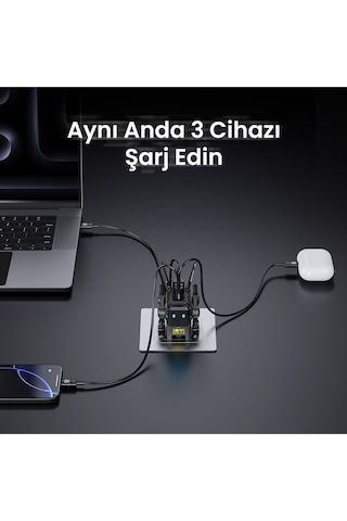 Gravastar Alpha65 Robot Figürlü 65w Hızlı Şarj Adaptörü Ve Şarj Standı, Gri