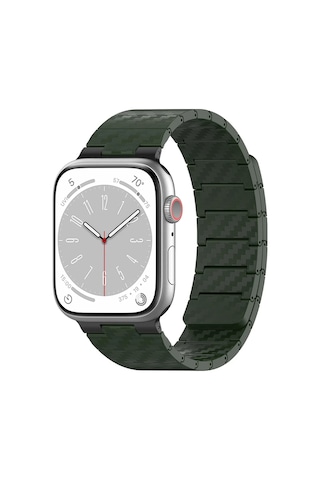 Movenchy Apple Watch 45mm Carbon Steel Kordon - Koyu Yeşil Açık Mor