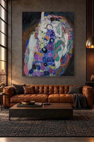 Fida Klimt Genç Kız Renkli Desenli Kadınlar Canvas Tablo Çok Renkli