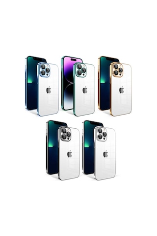 Apple Uyumlu iPhone 13 Pro Max Kılıf Kamera Korumalı Renkli Çerçeveli Zore Garaj Kapak Siyah