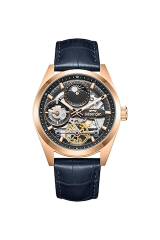 Slazenger Sl.09.2559.2.06 Quartz Lacivert Deri Kordon Siyah Kadran 44 Mm Erkek Kol Saati Rose Gold