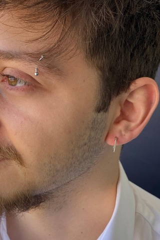 Zümrüt Sarraf 14 Ayar Beyaz Altın Burgulu Halka Erkek Küpe