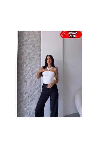 Stilvibe Tek Omuz Tokalı Sandy Bluz Beyaz