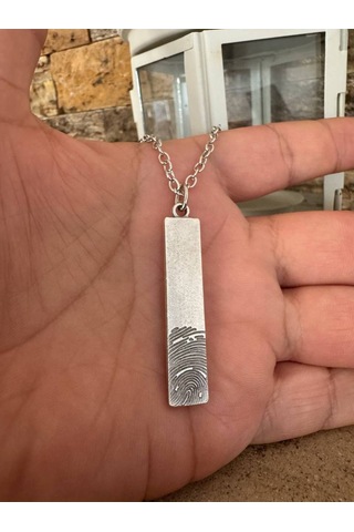 Parmak İzi Figürlü Unisex Kolye 60 Cm Zincirli, Kimlik Ve Eşsizlik Temalı Tasarım Çok renkli