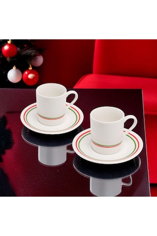 Güral Camelia 2 Kişilik Kahve Fincanı Takımı Yeşil Türk Kahvesi Hediyeli 4875354