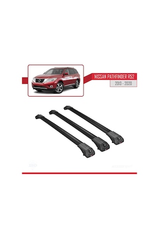 Nissan Pathfinder R52 2013-2020 Arası İle Uyumlu Ace-1 Ara Atkı Tavan Barı Siyah 3 Adet Bar