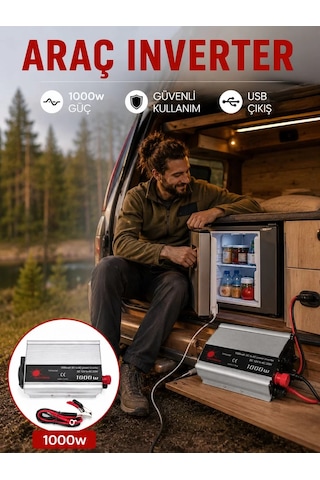 1000 Watt Oto İnvertör Elektrik Dönüştürücü Ev Tipi Priz Belirtilmemibelirtilmemişş