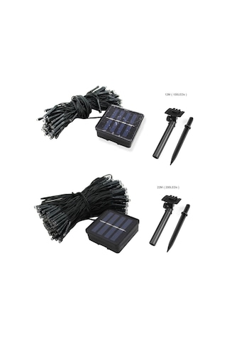 Solar Güneş Enerjili Dış Bahçe 8 Modlu 20metre 200 Led Aydınlatma Çok Renkli