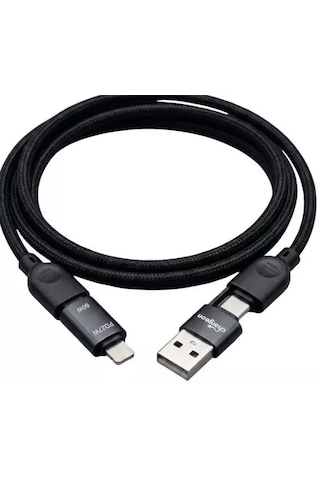 Çoklu Şarj Kablosu Usb+type-c- Lightning+pd 60w Süper Hızlı Şarj 100 Cm