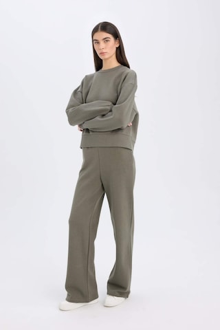DeFacto Boxy Fit Bisiklet Yaka Kalın Basic Düz Sweatshirt B8568AX24WNKH422 Haki