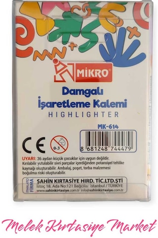 6 Renkli Damgalı İşaretleme Kalemi Highlighter Gri