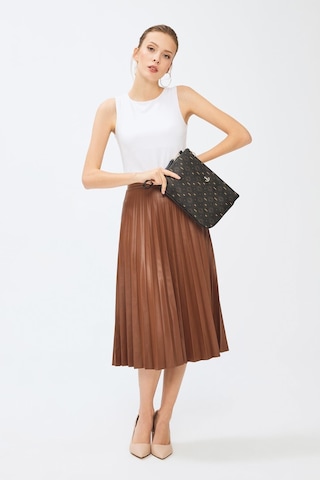 Deri Company Kadın Basic Clutch Çanta Monogram Desenli Siyah Taba 214002 Siyah