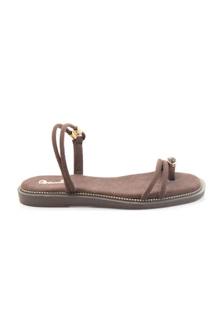 Bambi Kahve Süet Kadın Sandalet K05826002372 Kahverengi