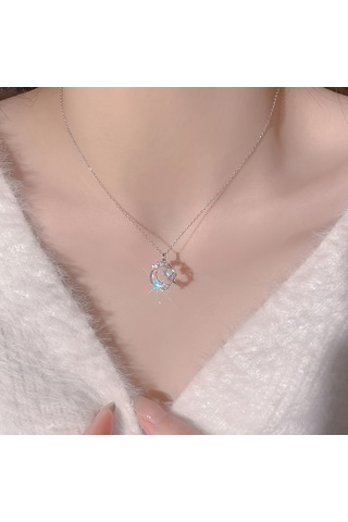 Tcherchi Yıldız Ay Aytaşı Kolye Gümüş