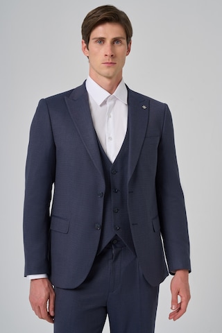 Morven Erkek Lacivert Poliviskon Yelekli Trend Desenli Slim Fit Sivri Yaka Takım Elbise 26mc001025200 Lacivert