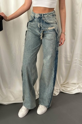 Alemdarshop Kar Yıkama Yan Yırtmaçlı Jeans Pantolon