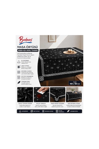 Hayal Tohumu Desenli Masa Örtüsü 150x150 Cm Leke Tutmaz Su Geçirmez Yıkanabilir Pano Desen Inox