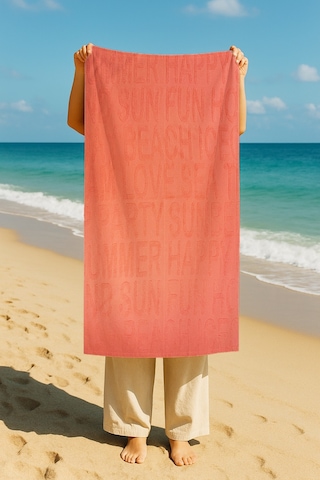 Hızlı Kuruyan Plaj Havlusu %100 Pamuk Summer Peach Plaj Havlusu - Pembe 8846366