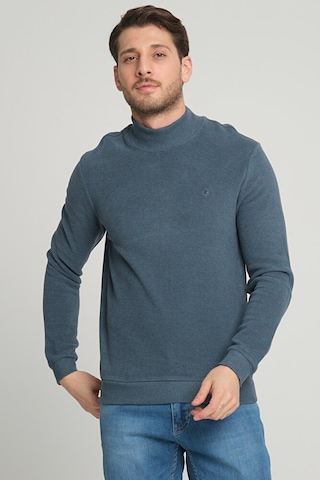 Koyu Turkuaz Yarım Boğazlı Sweatshirt Kazak 001