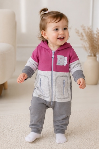 Babyhola Kız Bebek Fermuarlı Kapüşonlu Tulum 12645 Mor