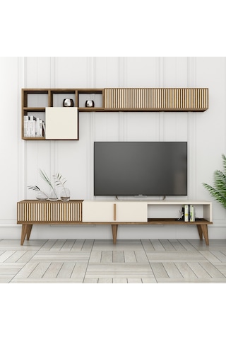 Variant Milan 3'Lü Salon Takımı - Ceviz - Krem