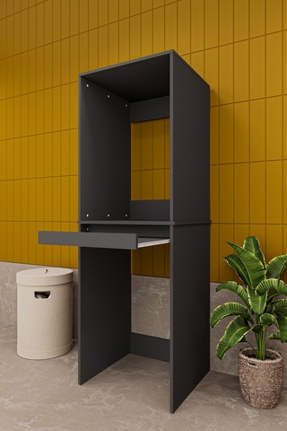 Asra Trend Çamaşır ve Kurutma Makinesi Dolabı BD05 %100 MDF Çekmeceli Raf Antrasit