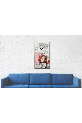 Decorıta Cam Saat | Atatürk Desen Çok Renkli