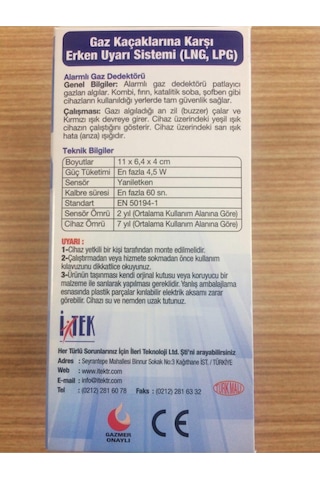 Nys-03 Model Gaz Alarm Cihazı Doğalgaz Lpg Dedektörü Tse