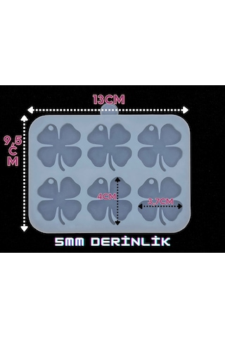 Epoksi Silikon Kalıp / 6lı Yonca Anahtarlık Kalıbı