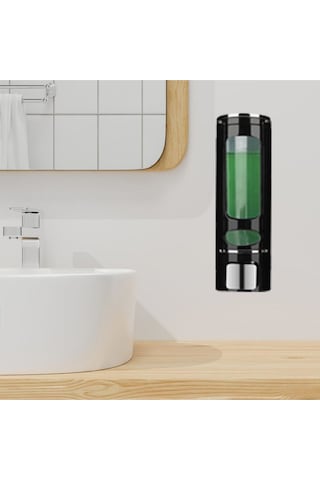 Vıvo 1 Adet Siyah 400 Ml Manuel Şampuan Sıvı Tutucu Banyo, Mutfak, Lavabo, Dezenfektanı Sabunluk V-52 Siyah