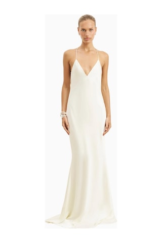 United Colors Of Benetton Because Of Alice Satin Slinky Cowl Back Gown Saten Maxi Kadın Elbise Krem