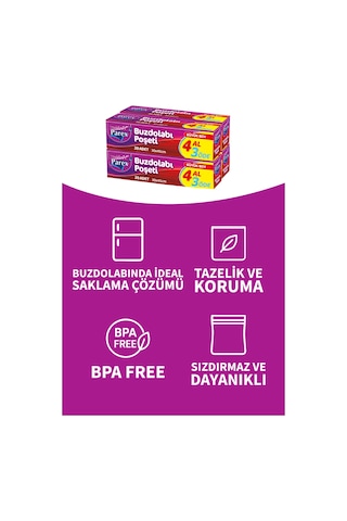 Buzdolabı Poşeti Büyük Boy 4 Al 3 Öde 4 20 30 X 45 Cm