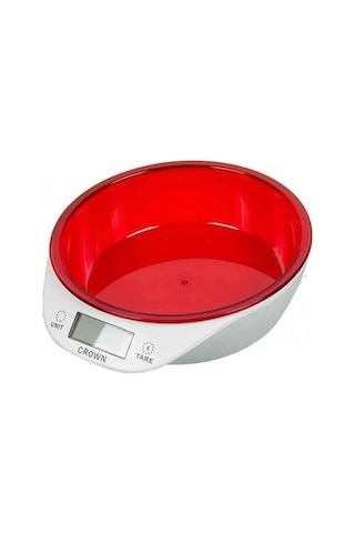 Crown Dijital Lüks Kefeli Mutfak Terazisi 5 Kg Çıkarılabilir Ölçü Kabı Terazi Tartı Gram Lisinya