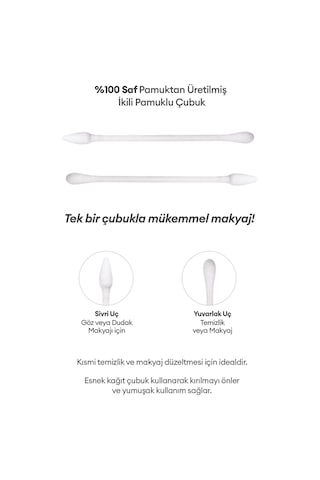 Yumuşak Dokulu, Çift Taraflı Pamuklu Çubuk Mıssha Premium Dual Cotton Swabs 200 Adet