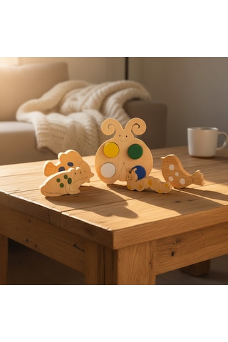 Simdale Wood Uç Uç Lusi Masal Seti + Hikaye Kitabı - Doğal Ahşap Montessori Tak Çıkar Oyuncak 10 Parça