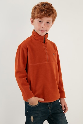 Lela Yumuşak Dokulu Fermuarlı Dik Yaka Şardonlu Kışlık Unisex Çocuk Polar 5905002 Oranj