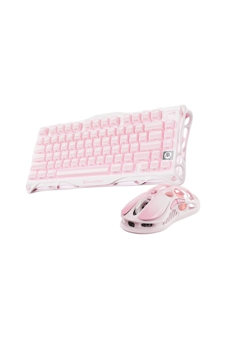 Gravastar Mercury K1+m1 Pro Kablosuz Rgb Işıklı Mekanik Q Gaming Klavye Ve Optik Mouse Seti, Sakura Optik