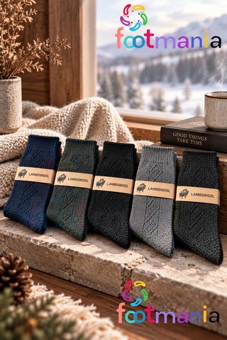Footmania Erkek Lambswool Kışlık Çorap 5 Çift Çoklu Renk